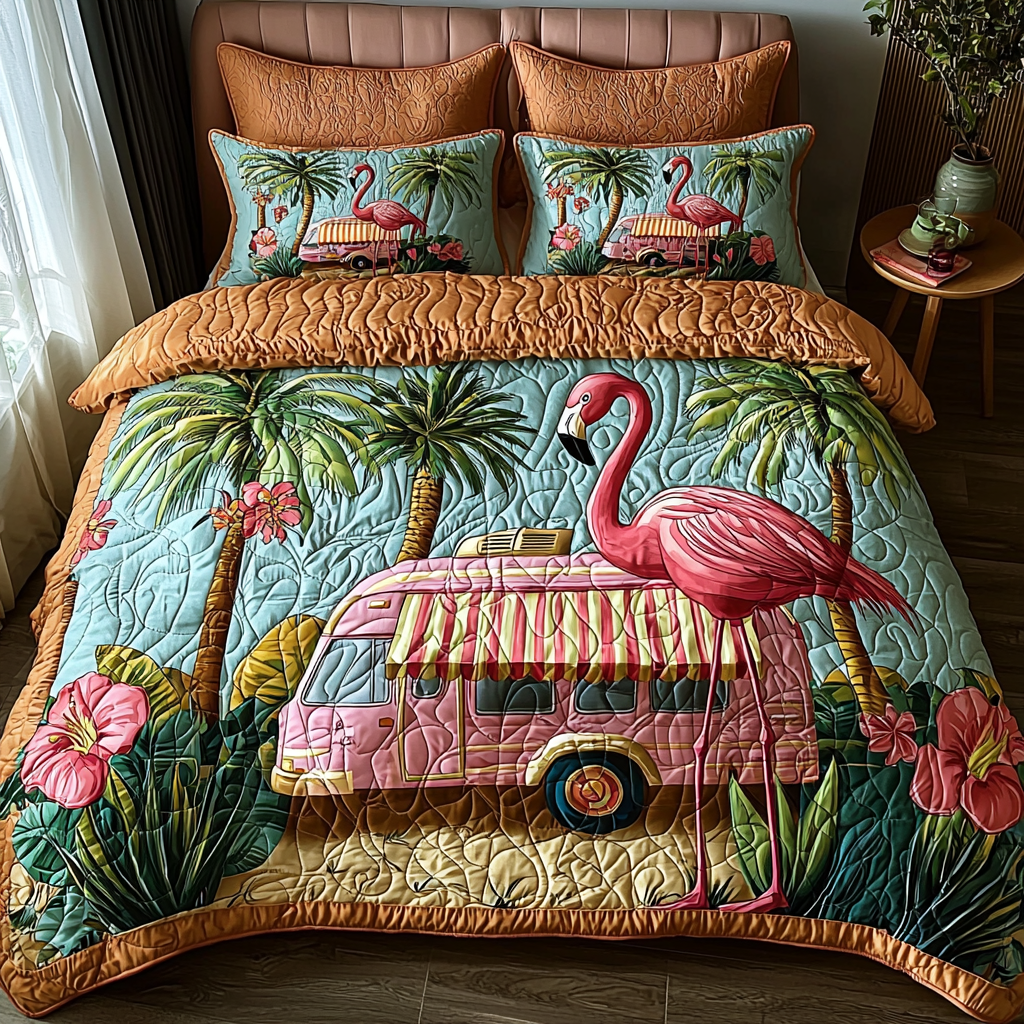 Flamingo RV 3-Piece Quilted Bedding Set