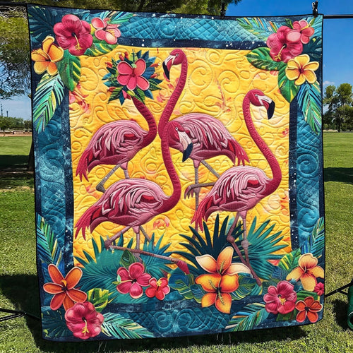 Flamingo Reverie Quilted Blanket
