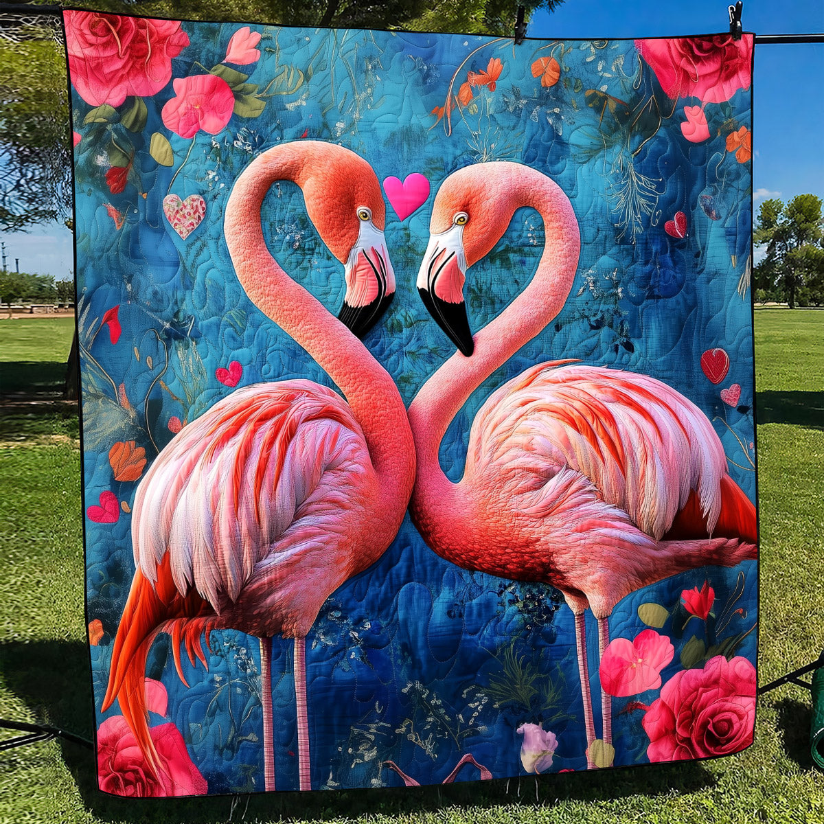Flamingo Soiree Quilted Blanket