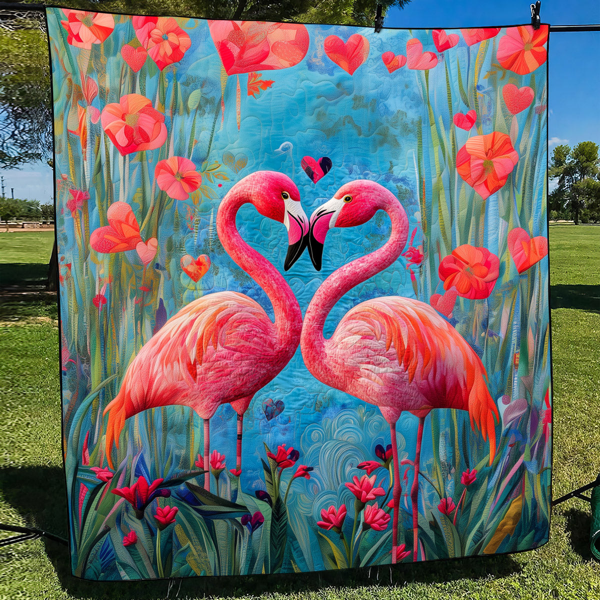 Flamingo Style Quilted Blanket