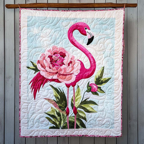 Flamingo Symphony Quilted Blanket