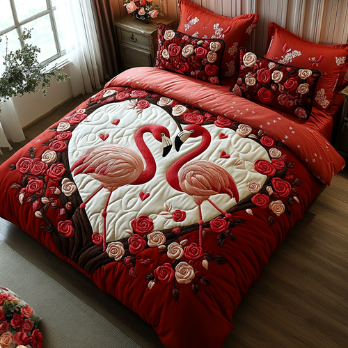 Flamingo Tango 3-Piece Quilted Bedding Set