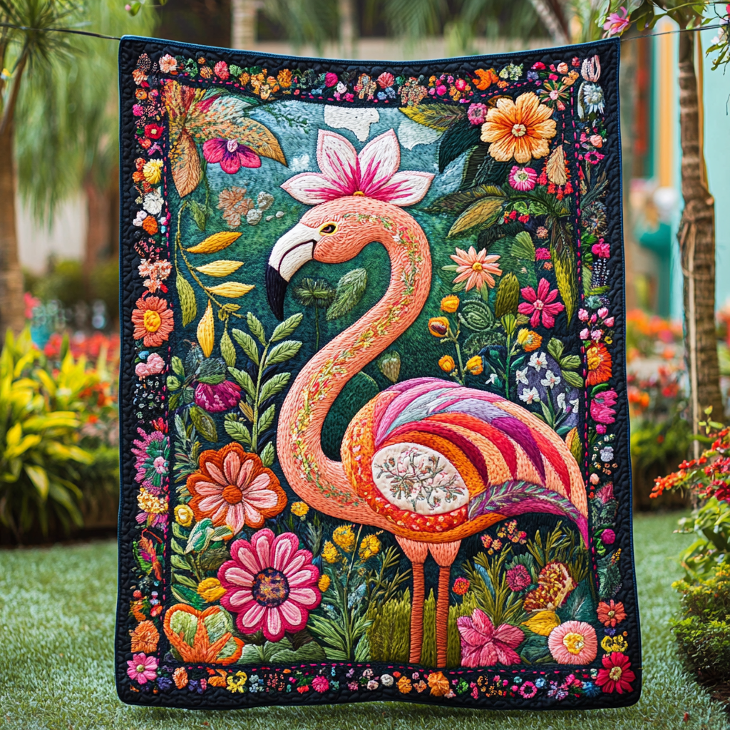 Flamingo Tropics Quilted Blanket