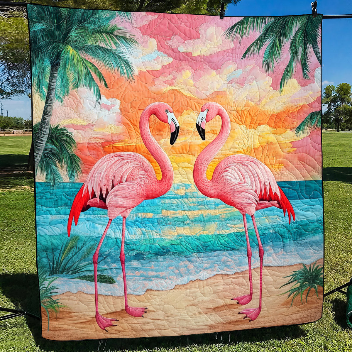 Flamingo Vibes Quilted Blanket