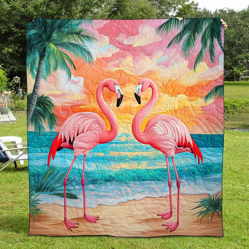 Flamingo Vibes Quilted Blanket