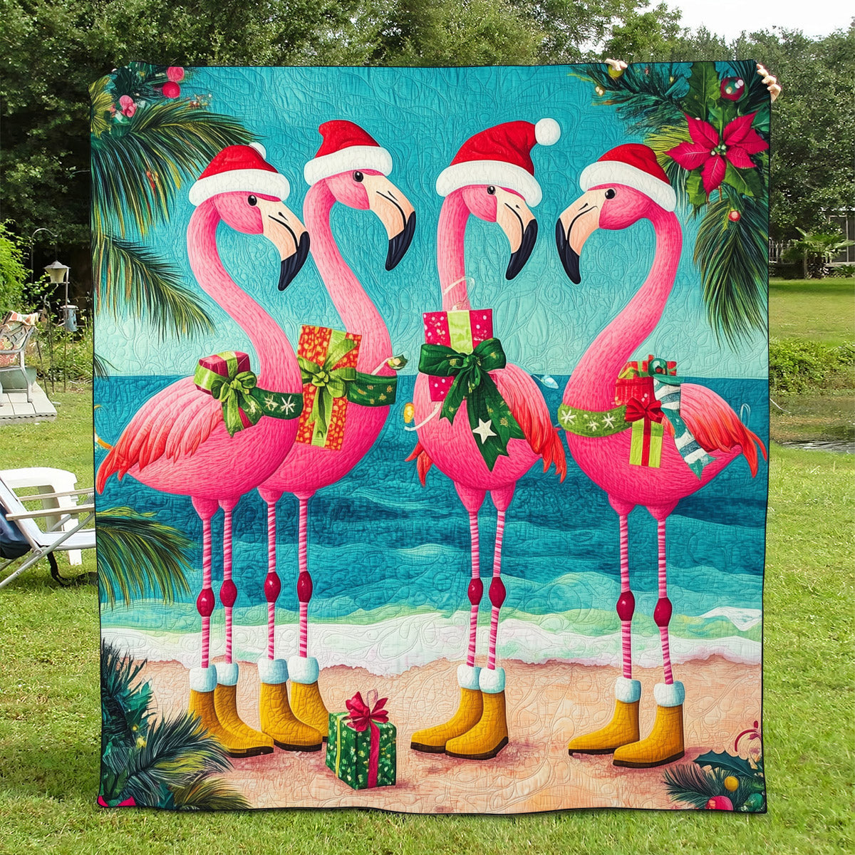 Flamingo Wonderland Quilted Blanket