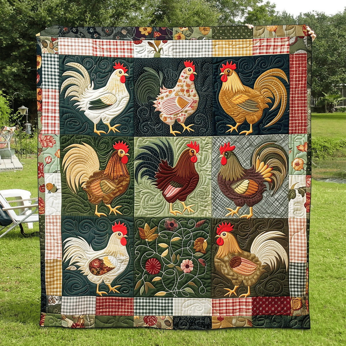 Flannel Farmyard Quilted Blanket