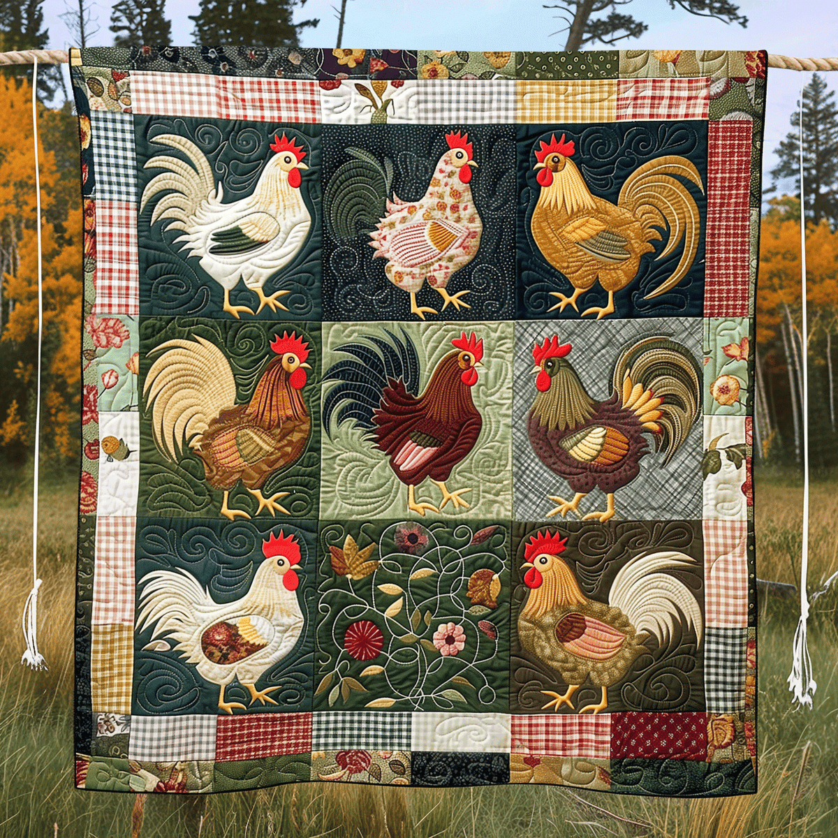 Flannel Farmyard Quilted Blanket