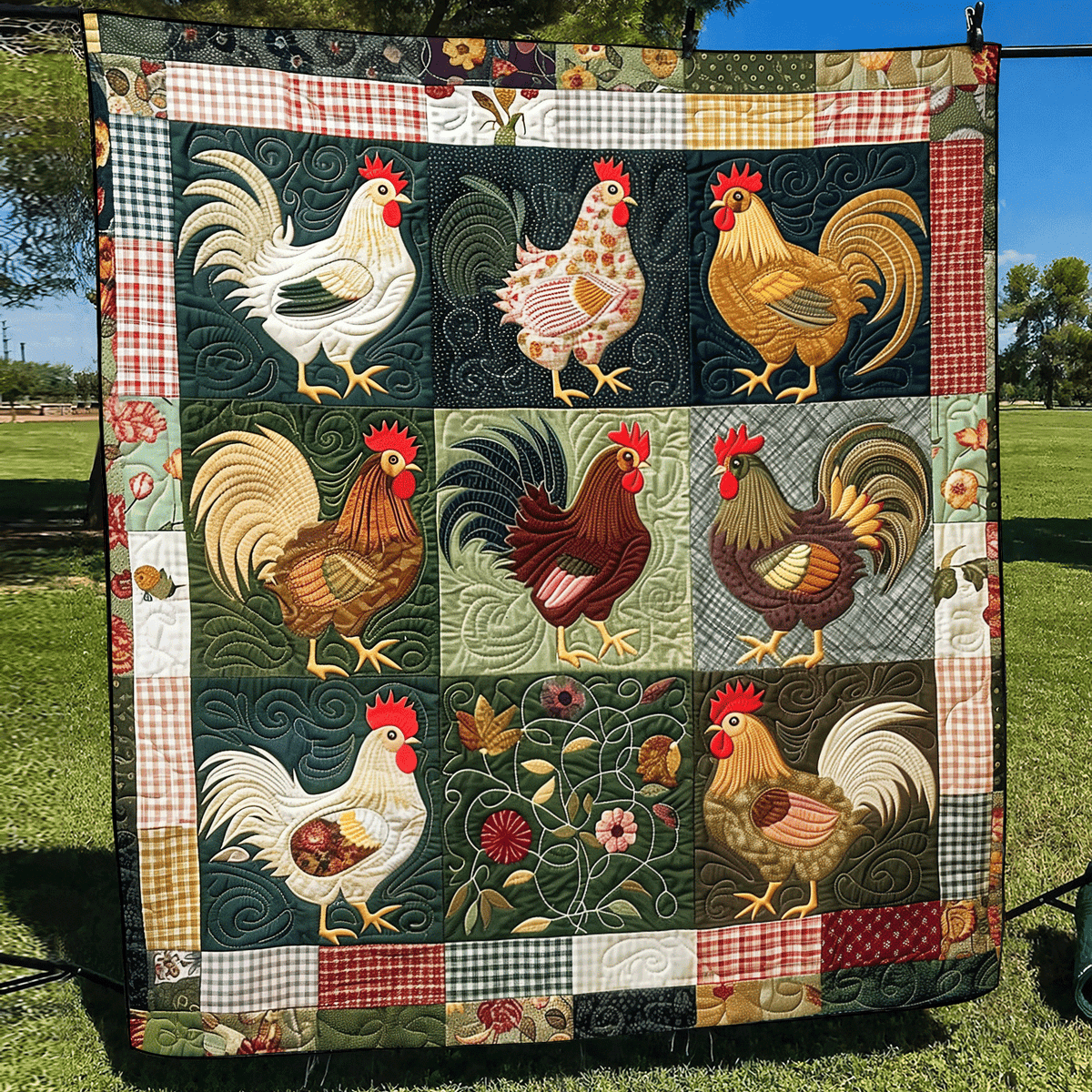 Flannel Farmyard Quilted Blanket
