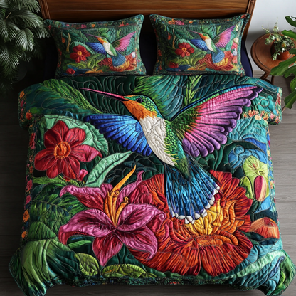 Flight Whispers 3-Piece Quilted Bedding Set