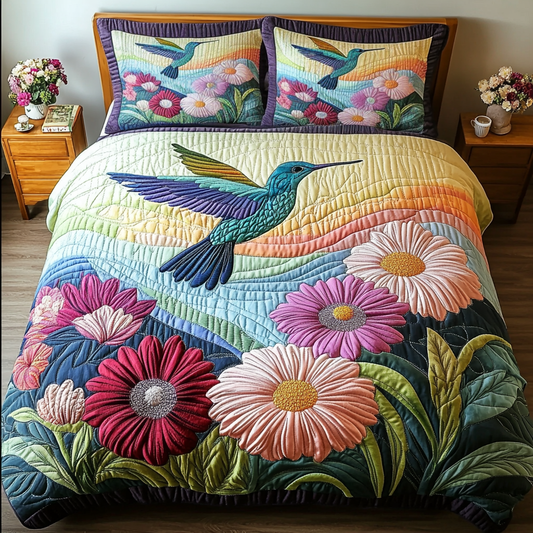 Flight of Beauty 3-Piece Quilted Bedding Set