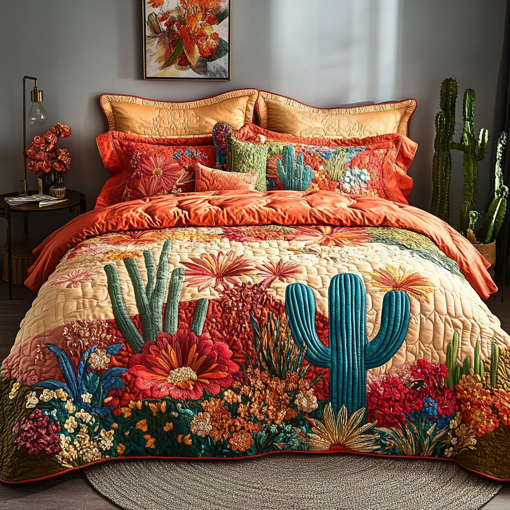 Flora Dream 3-Piece Quilted Bedding Set