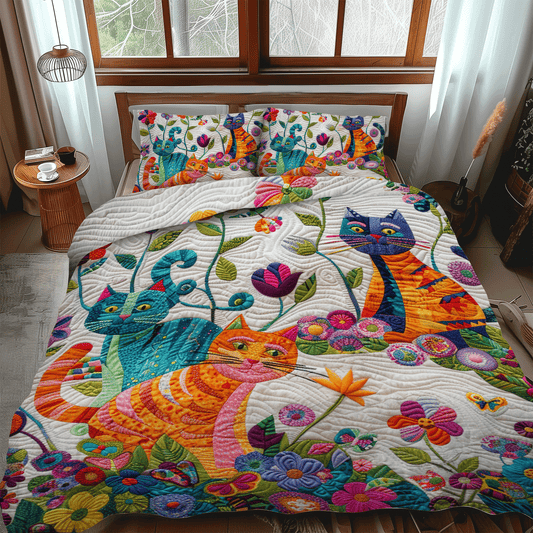 Cat 3-Piece Quilted Bedding Set