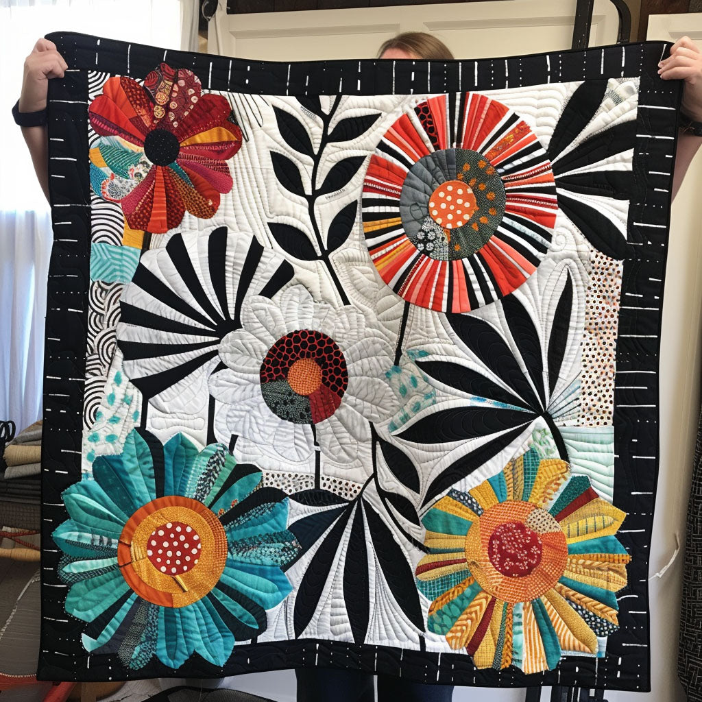 Floral Enigma Quilted Blanket