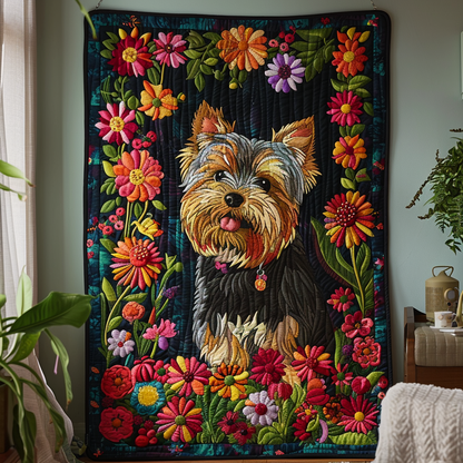 Floral Furry Friend Quilted Blanket