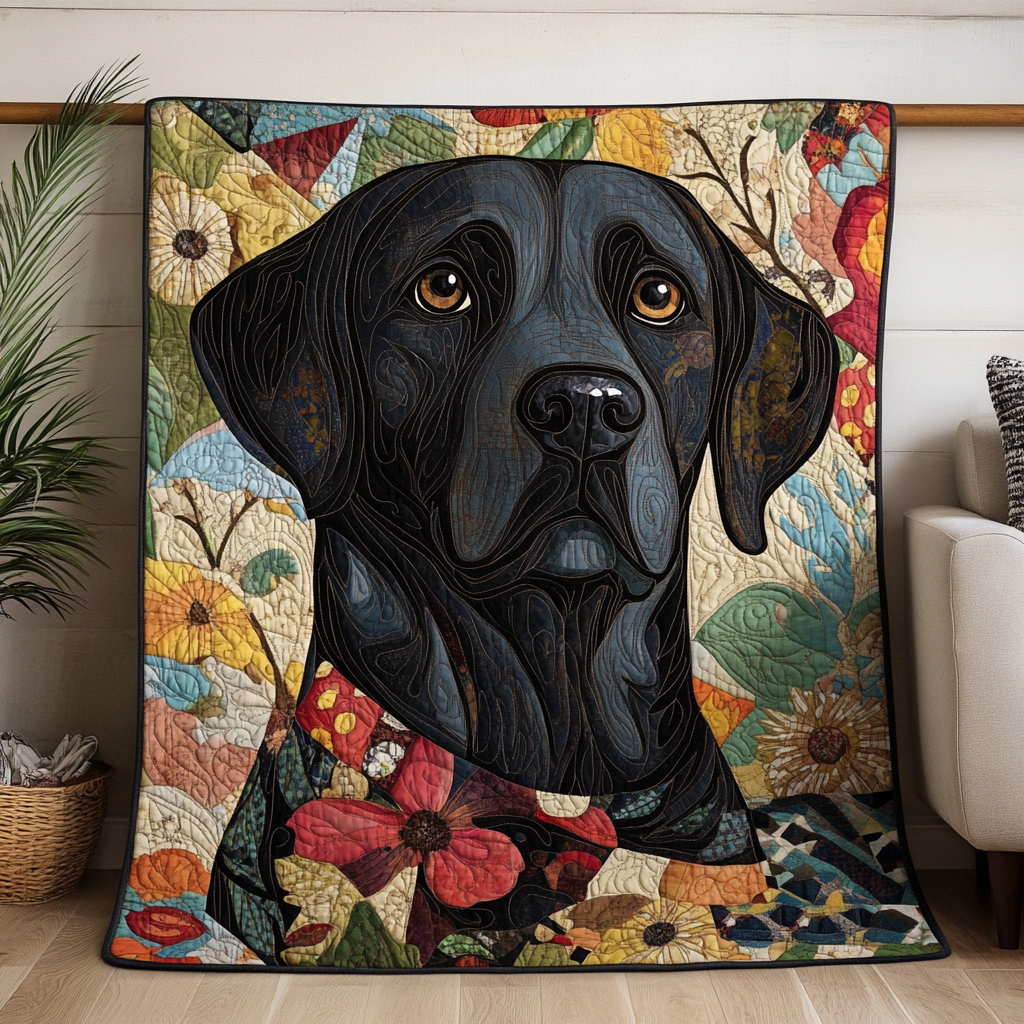 Floral Labrador Personalized Quilted