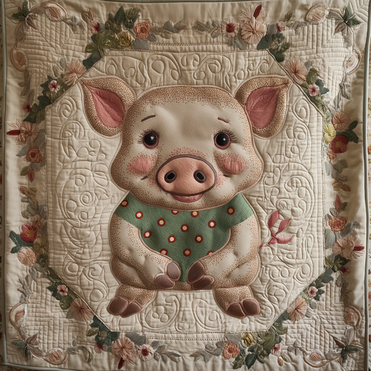Floral Piggy Quilted Blanket