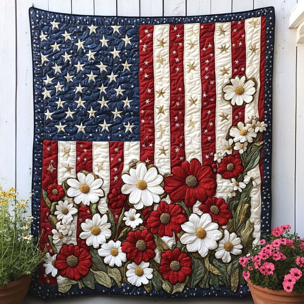 Floral Allegiance Quilted Blanket