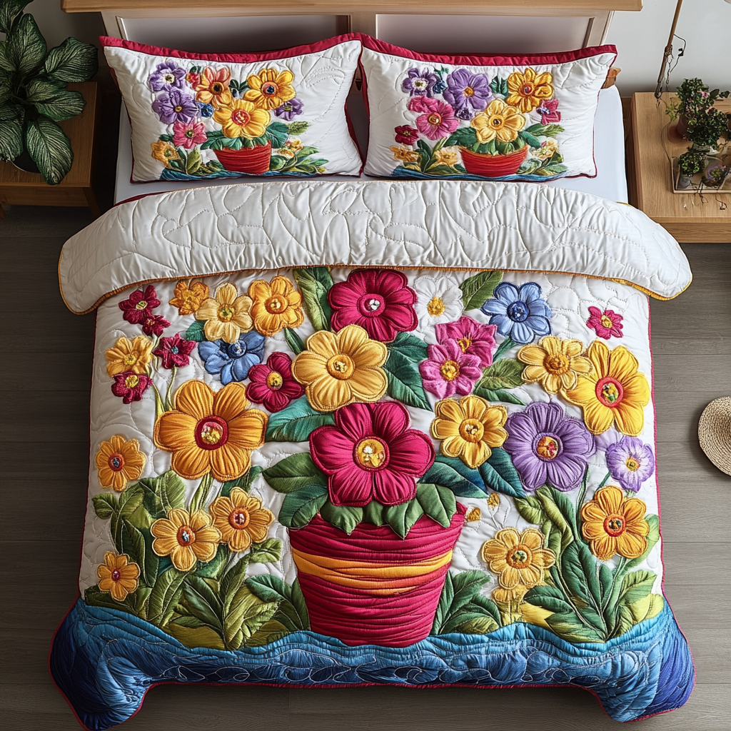 Floral Bliss 3-Piece Quilted Bedding Set