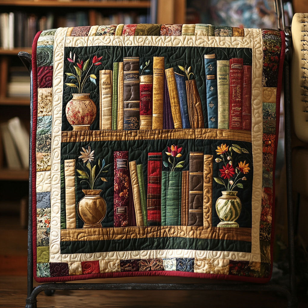 Floral Bookends Quilted Blanket