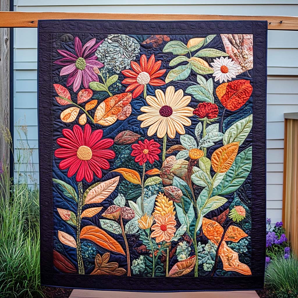 Floral Cascade Quilted Blanket