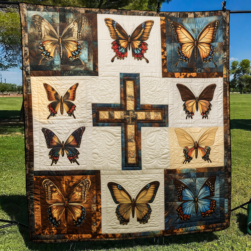 Floral Cross Quilted Blanket