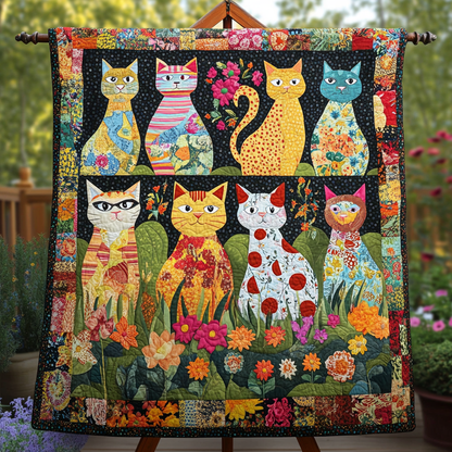 Floral Felines Quilted Blanket