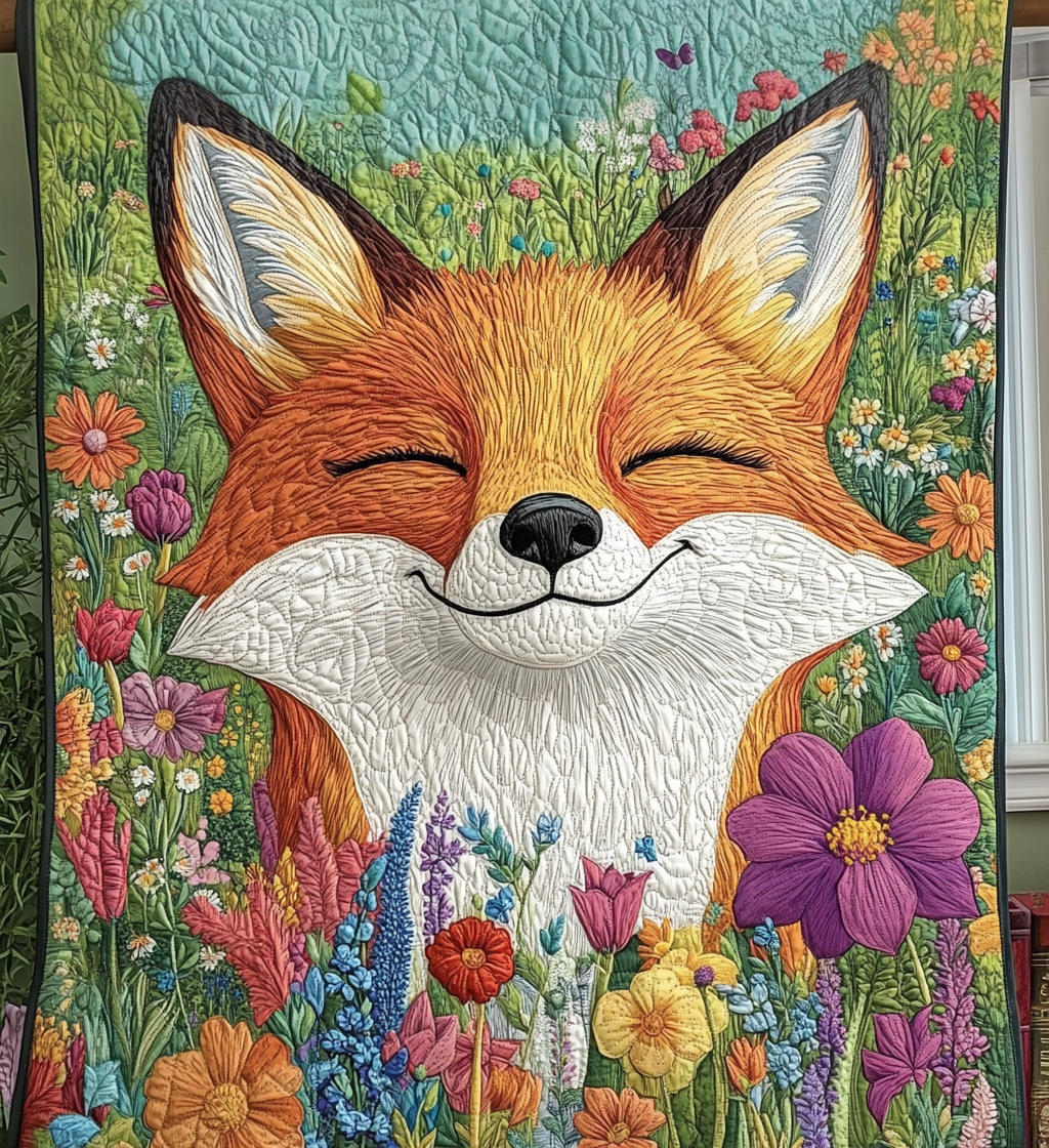 Floral Fox Quilted Blanket