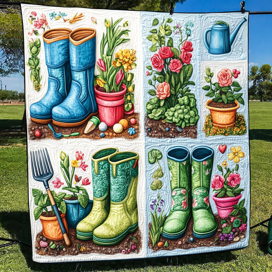 Floral Gardening Quilted Blanket