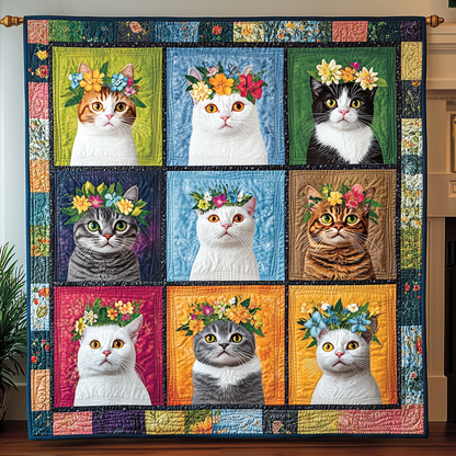 Floral Kitty Quilted Blanket