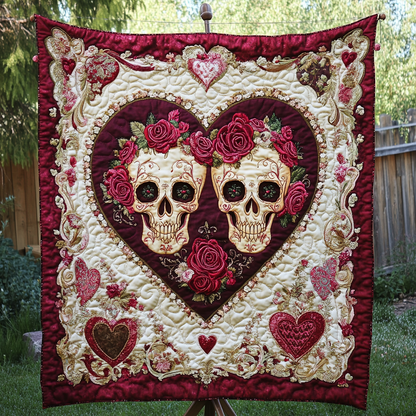 Floral Skulls Quilted Blanket