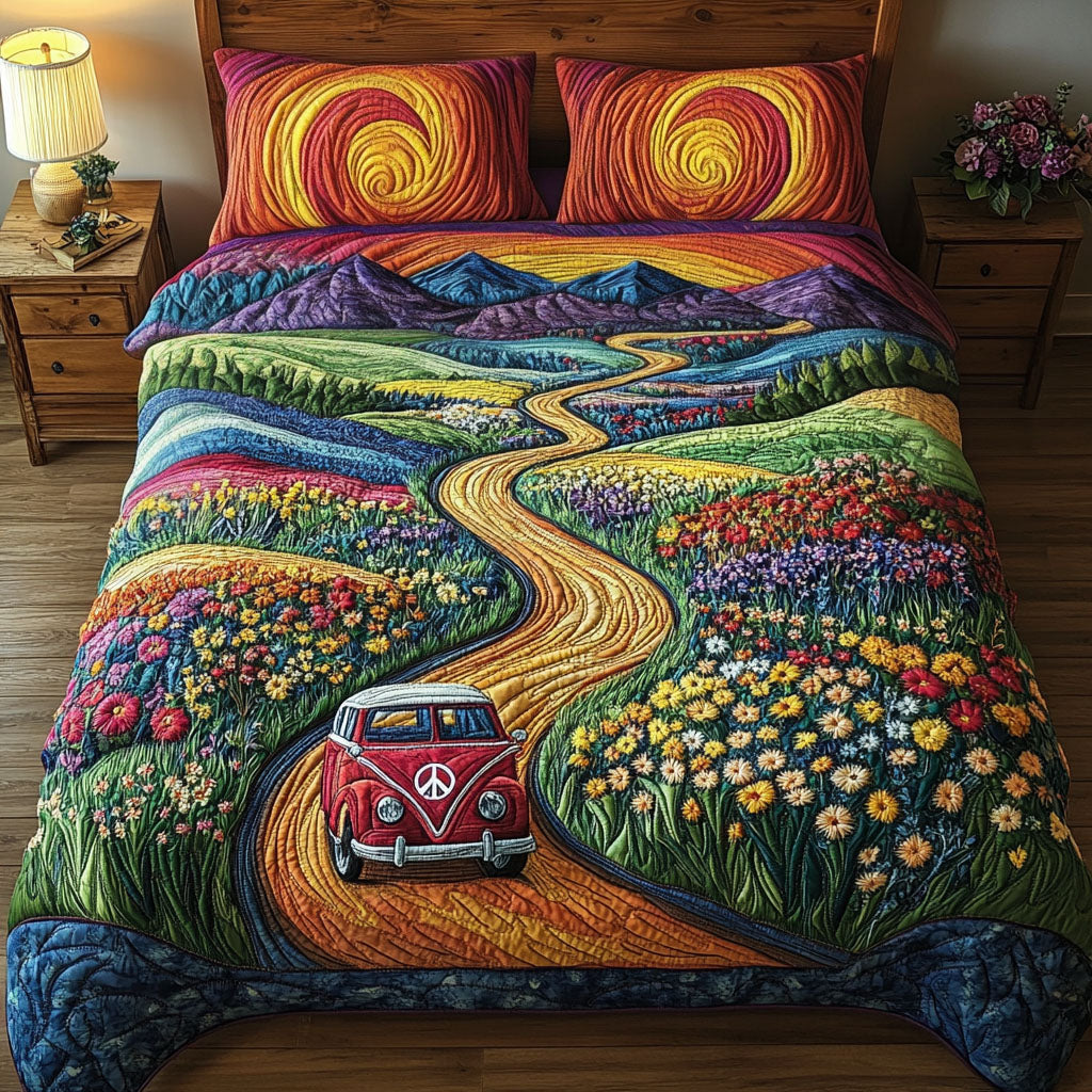 Flower-Powered Journey 3-Piece Quilted Bedding Set