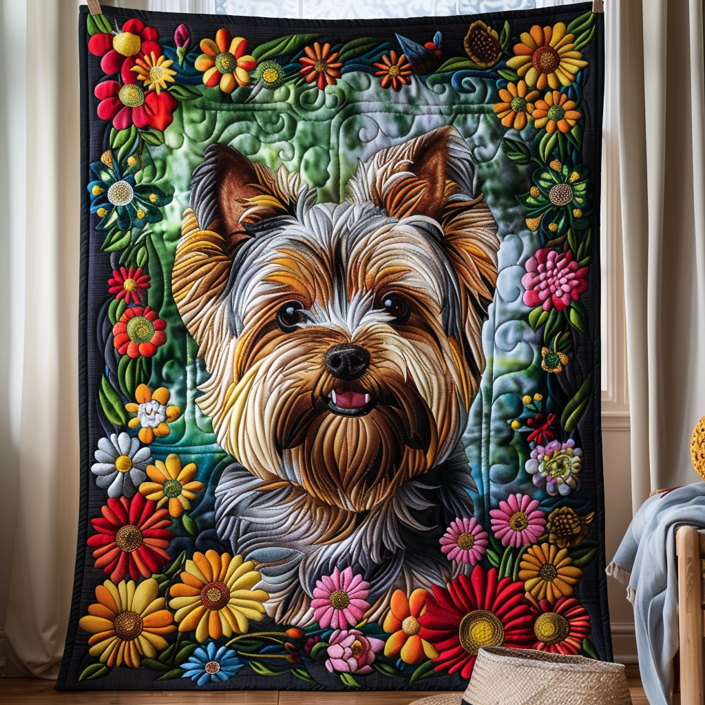 Flower Frame Quilted Blanket