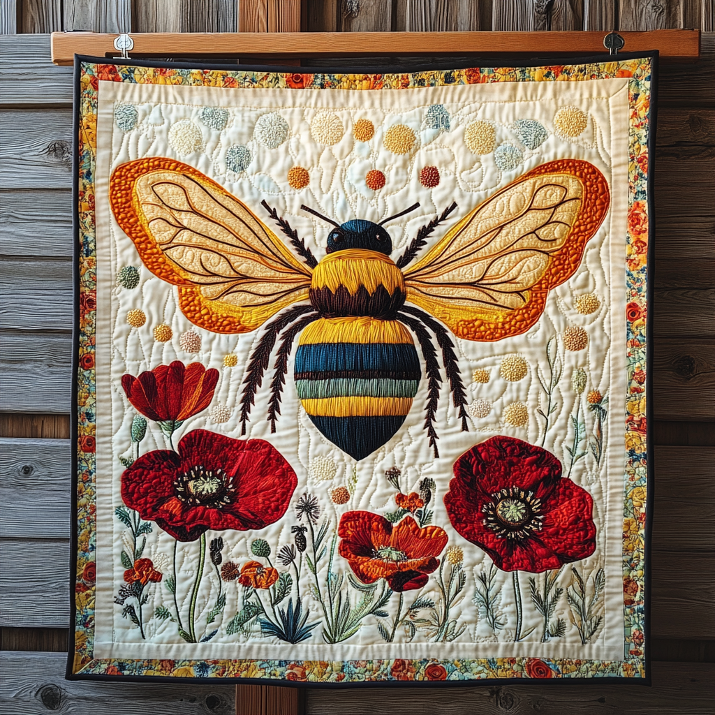 Flower Power Bee Quilted Blanket