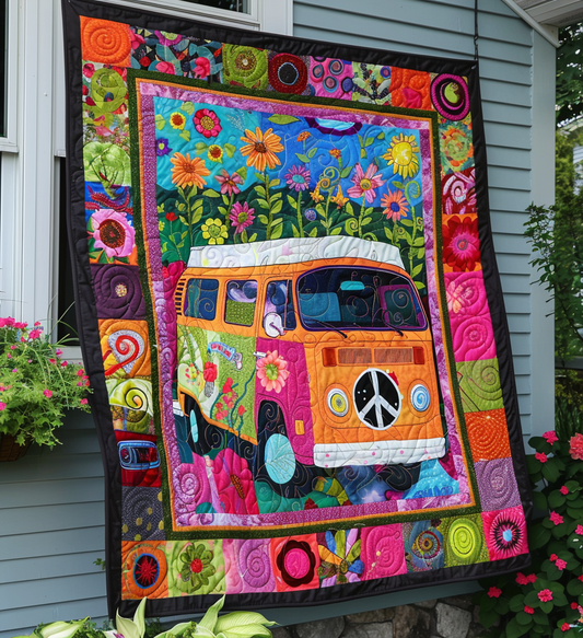 Flower Power Camper Quilted Blanket