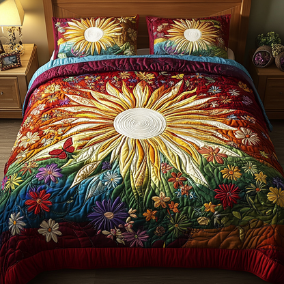 Flower Burst 3-Piece Quilted Bedding Set