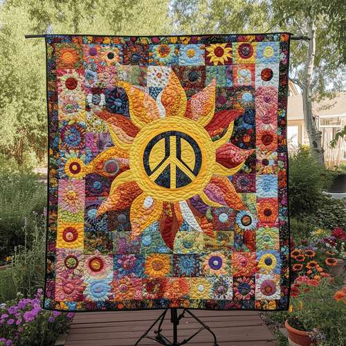 Flower Power Sun Quilted Blanket