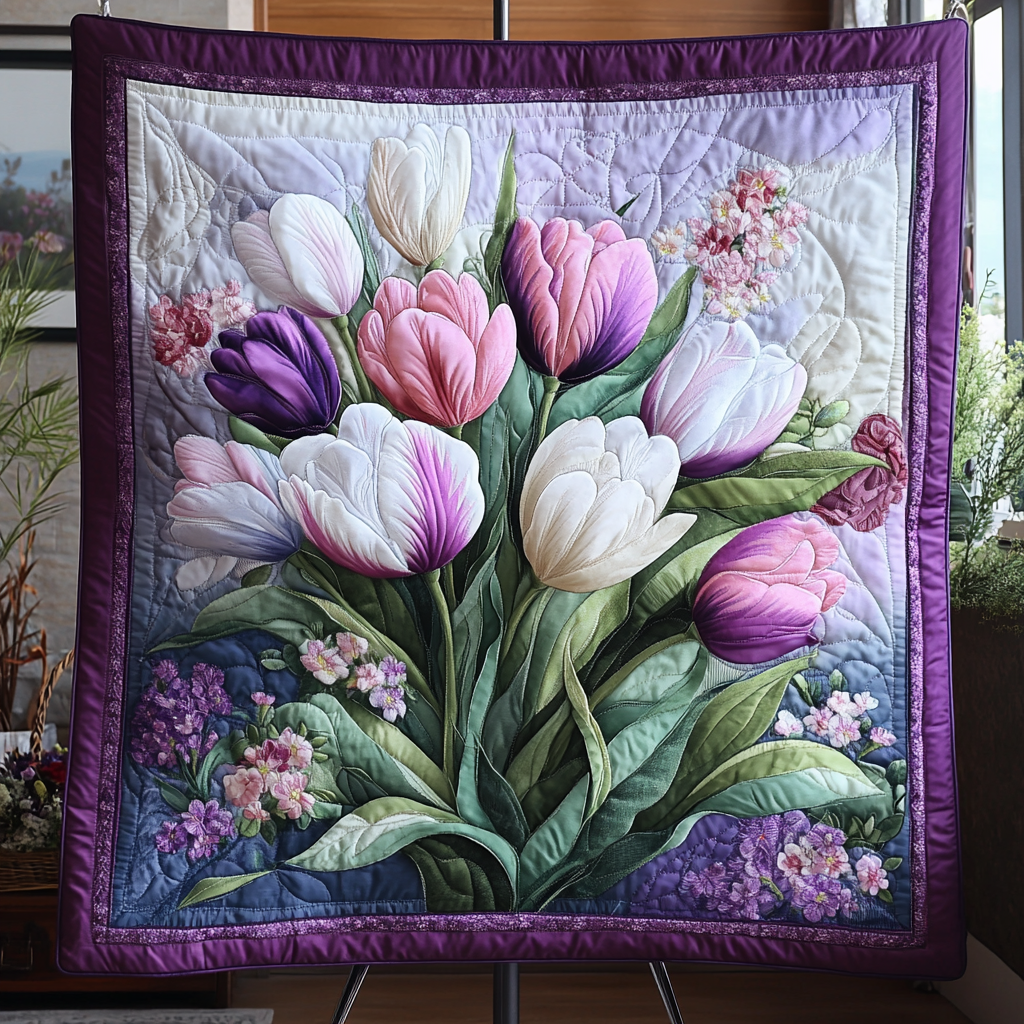 Flower Whisper Quilted Blanket