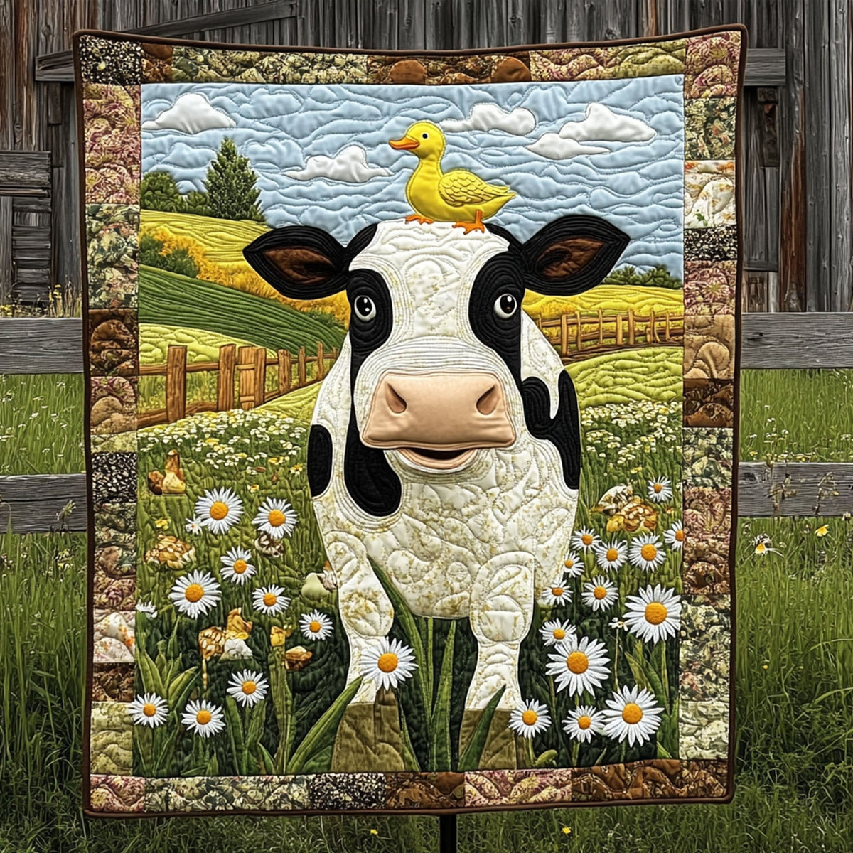 Flowers by the Fence Quilted Blanket