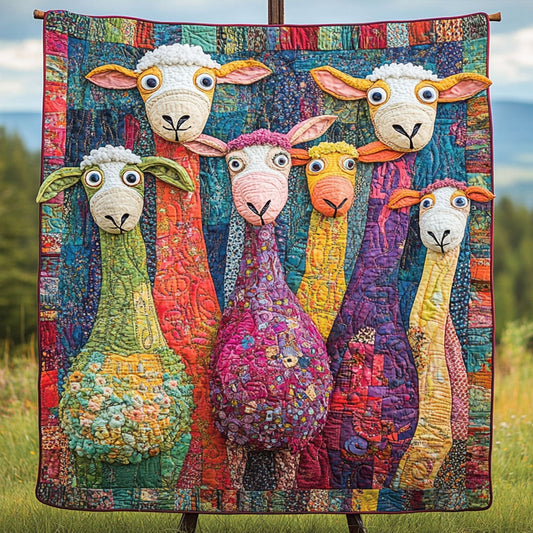 Fluffy Flock Friends Quilted Blanket