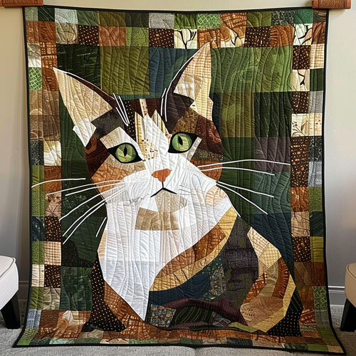 Forest Cat Quilted Blanket