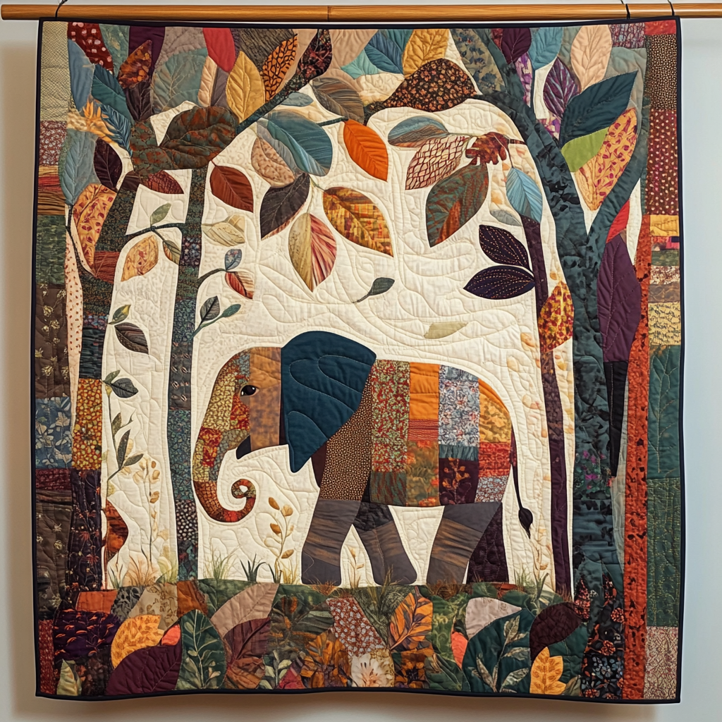 Forest Elephant Quilted Blanket