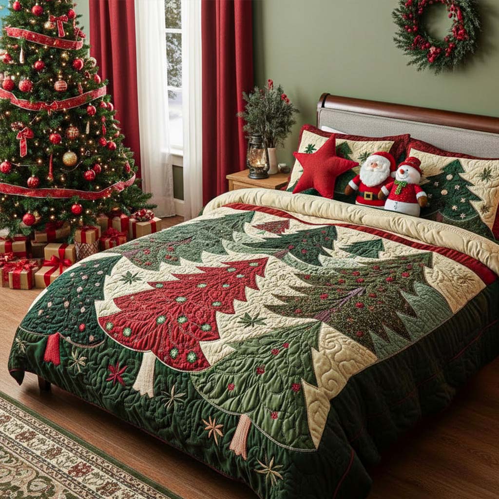 Forest Of Joy 3-Piece Quilted Bedding Set