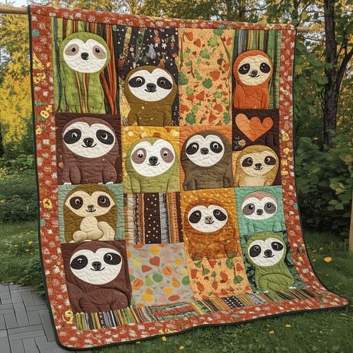Forest Friends Sloth Quilted Blanket
