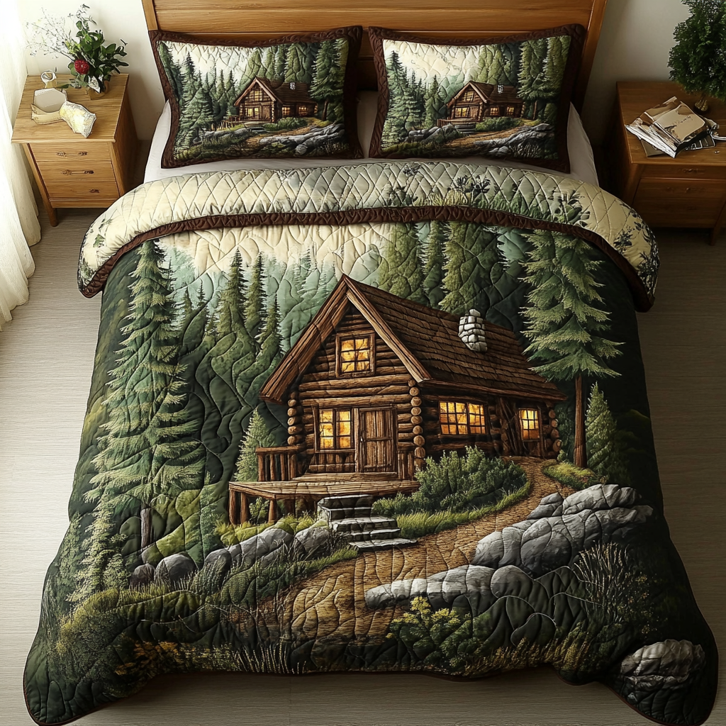 Forest Nest 3-Piece Quilted Bedding Set
