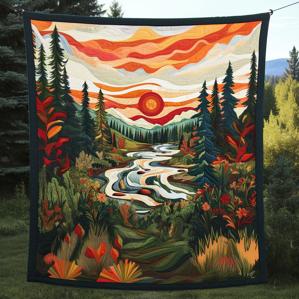 Forest Stream Quilted Blanket