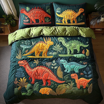 Fossil Friends 3-Piece Quilted Bedding Set