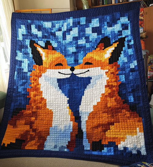 Fox Couple Quilted Blanket