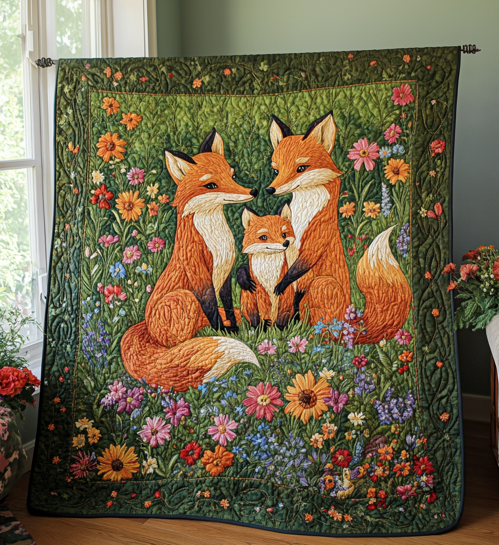 Fox Family Quilted Blanket