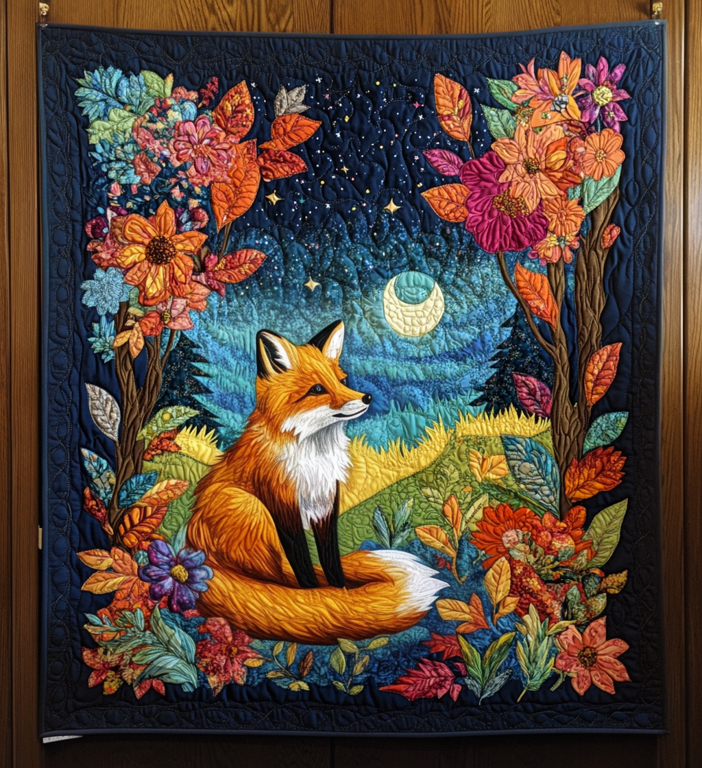 Fox Night Quilted Blanket